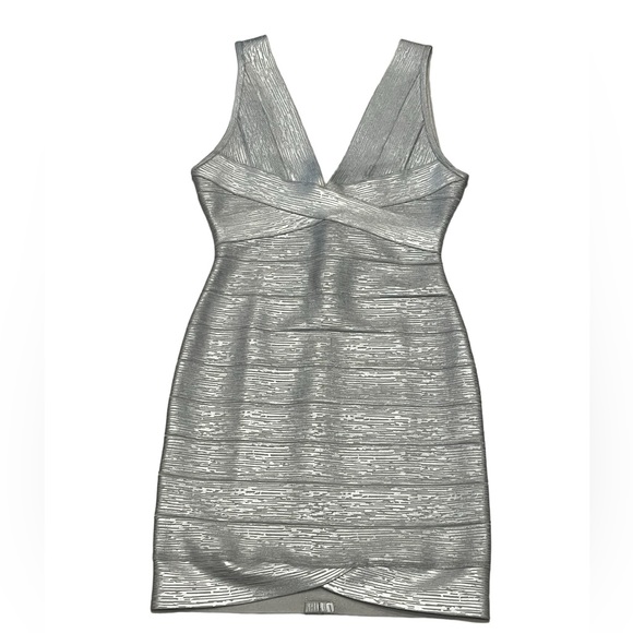Herve Leger Deep V Bandage Dress - Picture 3 of 10